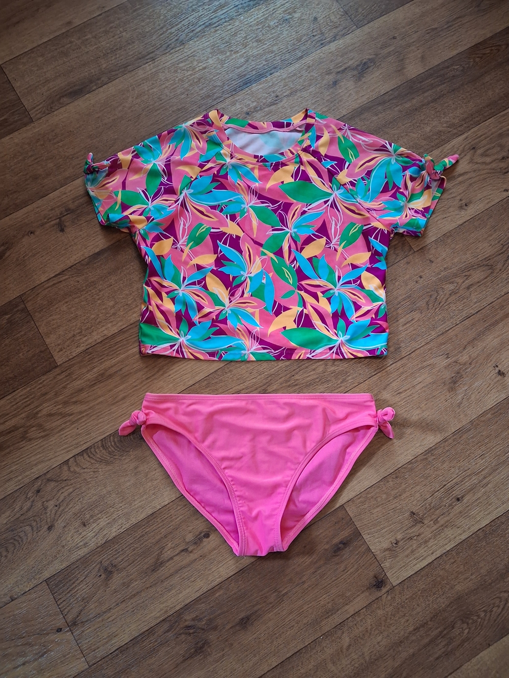 Kids Floral Rash Guard Swim Set - Pink Multi